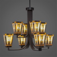 Apollo 8 Light Chandelier With Hang Straight Swivel Shown In Dark Granite Finish With 5