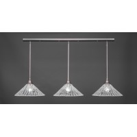 3 Light Linear Pendalier With Hang Straight Swivels Shown In Brushed Nickel Finish With 16 Italian Ice Glass