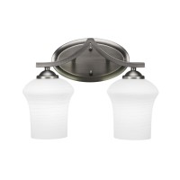 Zilo 2 Light Bath Bar Shown In Graphite Finish With 5.5 Zilo White Linen Glass