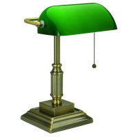 V-Light Traditional Style Cfl Bankers Desk Lamp With Green Glass Shade (Vs688029Ab)