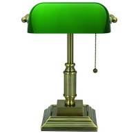 V-Light Traditional Style Cfl Bankers Desk Lamp With Green Glass Shade (Vs688029Ab)