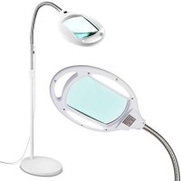 Brightech Lightview Pro - Full Page Magnifying Floor Lamp - Hands Free Magnifier With Bright Led Light For Reading - Flexible Gooseneck Holds Position - Standing Mag Lamp