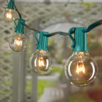 Outdoor String Light 25Feet G40 Globe Patio Lights With 27 Edison Glass Bulbs(2 Spare), Waterproof Connectablehanging Christmas Lights For Backyard Porch Balcony Party Xmas Decor, E12 Socket Base