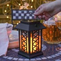 Garden Candle Lantern - Solar Powered - Flickering Effect - Amber Led - 17.5Cm By Festive Lights