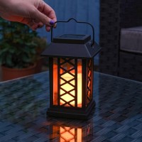 Garden Candle Lantern - Solar Powered - Flickering Effect - Amber Led - 17.5Cm By Festive Lights