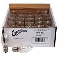 Creative Hobbies (25 Pack Night Light Bulbs, C7, Clear, Steady Burning, 4 Watt, Candelabra Base E12 (Chandelier Size Base)