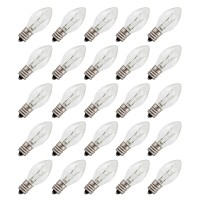 Creative Hobbies (25 Pack Night Light Bulbs, C7, Clear, Steady Burning, 4 Watt, Candelabra Base E12 (Chandelier Size Base)