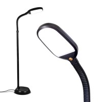 Brightech Litespan - Bright Led Floor Lamp For Crafts And Reading - Estheticians Light For Lash Extensions - Natural Daylight Lighting For Office Tasks - Adjustable Gooseneck Pole Lamp (Jet Black)