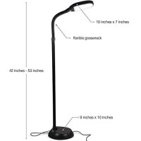 Brightech Litespan - Bright Led Floor Lamp For Crafts And Reading - Estheticians Light For Lash Extensions - Natural Daylight Lighting For Office Tasks - Adjustable Gooseneck Pole Lamp (Jet Black)