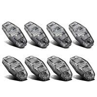 Partsam 8Pcs 25 Oval Side Fender Marker Light Redamber Clear Lens Universal Surface Mount 2 Led Light Truck Boat Trailer Sea