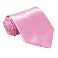 Soophen New Mens Necktie Solid Satin Neck Tie Pink