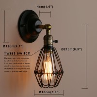 Permo Vintage Retro Antique Opening And Closing Dark Black Wire Cage Wall Light Lamp Sconce