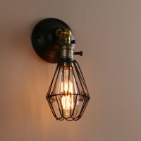 Permo Vintage Retro Antique Opening And Closing Dark Black Wire Cage Wall Light Lamp Sconce