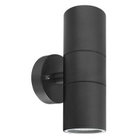 Aeepotol Modern Black Double Up Down Outdoor Stainless Steel Wall Light, Use Gu10 Ip65