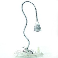 Quans 5W 5X1W Warm White 1968Inch Clamp Clip On Gooseneck High Power Led Desk Table Light Lamp Ultra Bright Silver