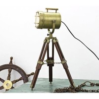 Collectiblesbuy Antique Searchlight Wood Tripod Lamps Led Spotlights Desktop Antique Tripod Style Vintage Marine Electric