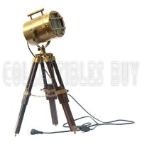 Collectiblesbuy Antique Searchlight Wood Tripod Lamps Led Spotlights Desktop Antique Tripod Style Vintage Marine Electric