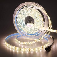 Joylit 12V Warm White Led Strip Lights 3000-3500K 16.4Ft/5M Ip65 Waterproof 5050 Smd 300Leds Cuttable Flexible Self Adhesive Tape Light For Bedroom, Kitchen, Cabinets, Shelf (Led Strip Only)