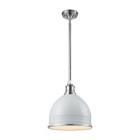 Carolton 1 Light Pendant In Gloss White/Chrome