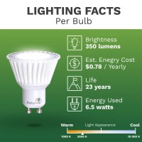 Bioluz Led 5 Pack Commercial Grade Gu10 50W Replacement (Uses Only 6.5 Watts) Dimmable 3000K 120V Ul Listed