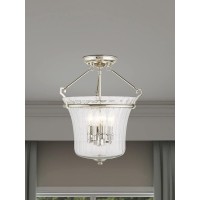 Livex Lighting 5092591 Americana Four Light Ceiling Mount From Cortland Collection In Pwt Nckl Bs Slvr Finish Brushed Nic