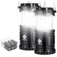 Etekcity Camping Lantern Gear Accessories Supplies, Battery Powered Led Tent For Power Outages, Emergency Light For Hurricane Supplies Survival Kits, Operated Lamp, 2 Pack,Black