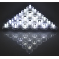 Samyo Set Of 36 Waterproof Wedding Submersible Battery Led Tea Lights Underwater Sub Lights- Wedding Centerpieces Party Decorate (White)