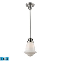 Schoolhouse 8'' Wide 1-Light Mini Pendant - Satin Nickel