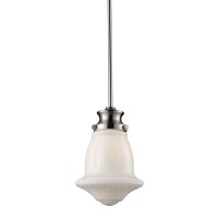 Schoolhouse 8'' Wide 1-Light Mini Pendant - Satin Nickel