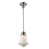 Schoolhouse 8'' Wide 1-Light Mini Pendant - Satin Nickel