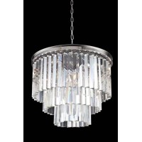 crystal bars in clear or rich and vibrant hues of gold or silver exploding with prisms layered in circular or rectangular shapes The Sydney will satisfy your desire to hold the past and embrace the future at the same timeFeaturesType Pendant lampStyle Tra