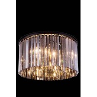 crystal bars in clear or rich and vibrant hues of gold or silver exploding with prisms layered in circular or rectangular shapes The Sydney will satisfy your desire to hold the past and embrace the future at the same timeFeaturesType Flush MountStyle Tran