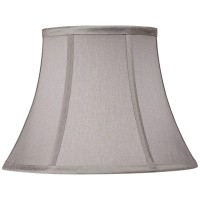 Pewter Gray Small Bell Lamp Shade 7 Top X 12 Bottom X 9 Slant X 85 High (Spider) Replacement With Harp And Finial - Springcrest