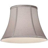 Pewter Gray Small Bell Lamp Shade 7 Top X 12 Bottom X 9 Slant X 85 High (Spider) Replacement With Harp And Finial - Springcrest