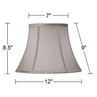 Pewter Gray Small Bell Lamp Shade 7 Top X 12 Bottom X 9 Slant X 85 High (Spider) Replacement With Harp And Finial - Springcrest