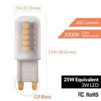 Newhouse Lighting G9 Led Bulb Halogen Replacement Lights, 3W (25W Equivalent), 260 Lumens, 120V, 3000K