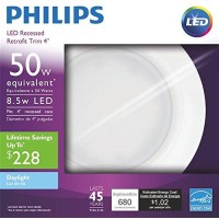 Philips 50 Watt Equivalent 4 In. 5000K Led Dimmable Downlight, Daylight