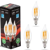 Brite Innovations (3 Pack) Energy Saving 5-Watt Led Filament Candelabra Light Bulb-Dimmable-Soft White 3000K-Flame Tip-Exact Equivalent Standard 60W Incandescent Bulb Ul-Listed