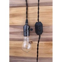 Fantado Single Vintage Black Light Socket Comes With Dimmer Switch - 11 Ft Twisted Brown Cloth Cord - Versatile - Easy To Use And Install