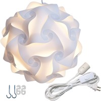 Lightingsky Diy Iq Jigsaw Puzzle Lamp Shade Ceiling Pendant Lampshade Kit With 15 Feet Hanging Cord (White, L-12 Inch)