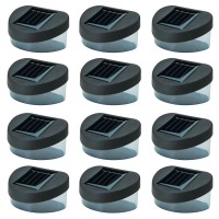 Solalite - 12 Solar Powered Door / Fence / Wall / Step Lights Led Outdoor Garden Lighting, Black