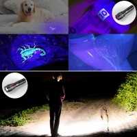 Hausbell 365Nm Uv Flashlight Black Light And High Lumens White Light Led Flash Light, Zoomable Blacklight Flashlights With 5 Modes For Dog Cat Urine Detection And Emergencies(Uv 1+White Light 1)