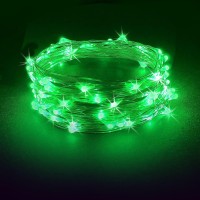 Rtgs 60 Leds String Lights Battery Operated On 20 Feet Long Silver Color Wire, Indoor And Outdoor With Waterproof Battery Box And Timer (Green)