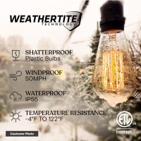 Brightech Ambience Pro Outdoor String Lights - 48 Ft Dimmable Patio Lights - Commercial Waterproof Porch String Lights For Outside, Backyard - 40W Vintage Filament Bulbs, Warm White