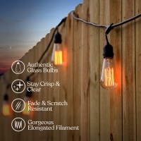 Brightech Ambience Pro Outdoor String Lights - 48 Ft Dimmable Patio Lights - Commercial Waterproof Porch String Lights For Outside, Backyard - 40W Vintage Filament Bulbs, Warm White