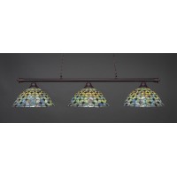 Oxford 3 Light Bar Shown In Dark Granite Finish With 16 Crescent Art Glass