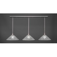 3 Light Linear Pendalier With Hang Straight Swivels Shown In Brushed Nickel Finish With 16 Italian Bubble Glass