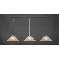 3 Light Linear Pendalier With Hang Straight Swivels Shown In Brushed Nickel Finish With 16 Amber Marble Glass