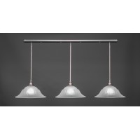 3 Light Linear Pendalier With Hang Straight Swivels Shown In Brushed Nickel Finish With 16 White Marble Glass