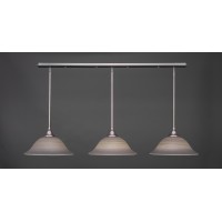 3 Light Linear Pendalier With Hang Straight Swivels Shown In Brushed Nickel Finish With 16 Gray Linen Glass